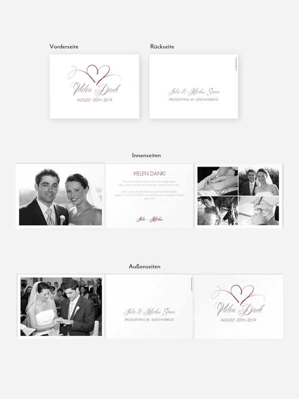 Dankeskarte Hochzeit Herzschlag