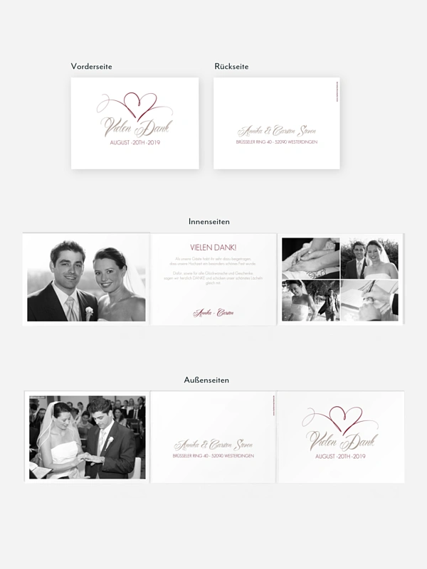 Dankeskarte Hochzeit Herzschlag