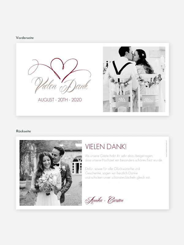 Dankeskarte Hochzeit Herzschlag