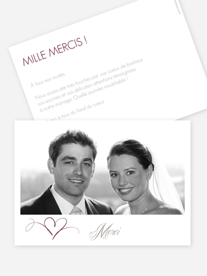 Carte de remerciements En plein coeur