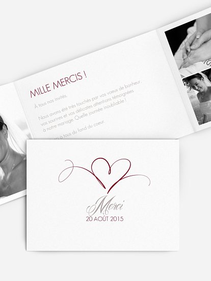 Carte de remerciements En plein coeur