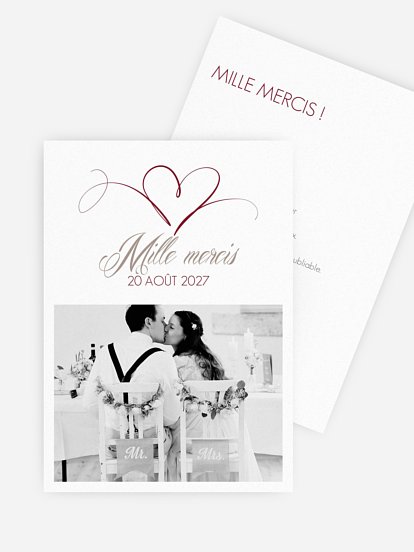 Carte de remerciements En plein coeur