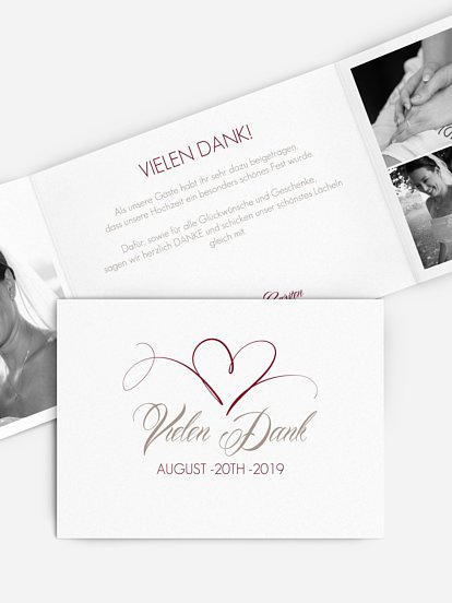 Dankeskarte Hochzeit Herzschlag
