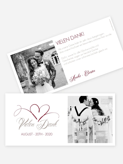 Dankeskarte Hochzeit Herzschlag