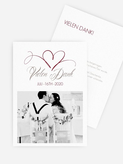 Dankeskarte Hochzeit Herzschlag