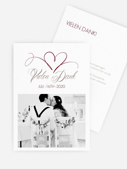 Dankeskarte Hochzeit Herzschlag