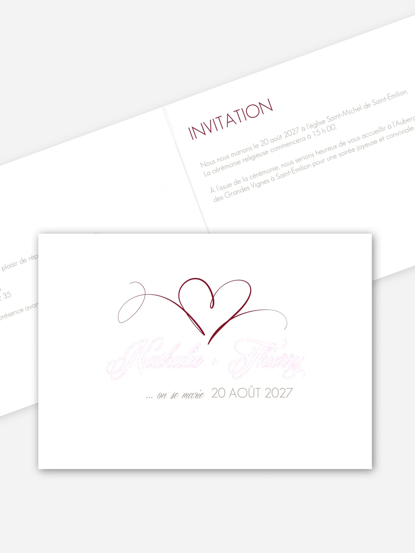 Faire-part mariage En plein coeur
