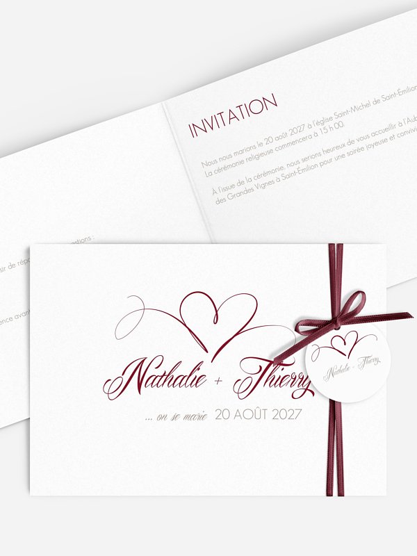 Faire-part mariage En plein coeur