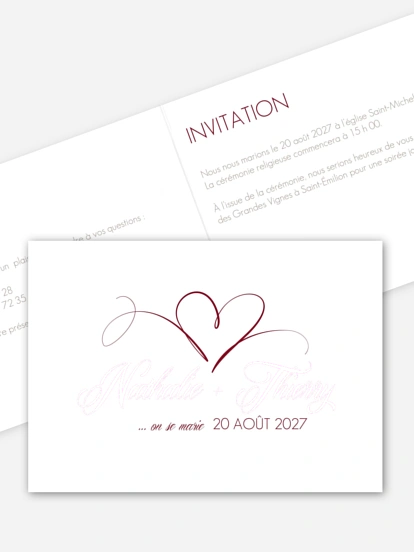 Faire-part mariage En plein coeur