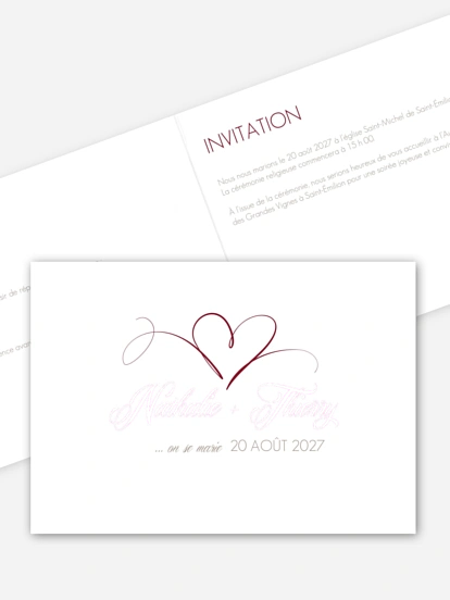 Faire-part mariage En plein coeur