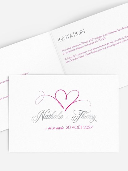 Faire-part mariage En plein coeur