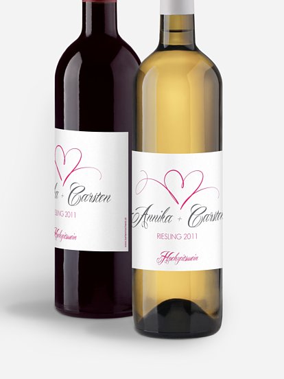 Flaschenetikett Hochzeit Herzschlag