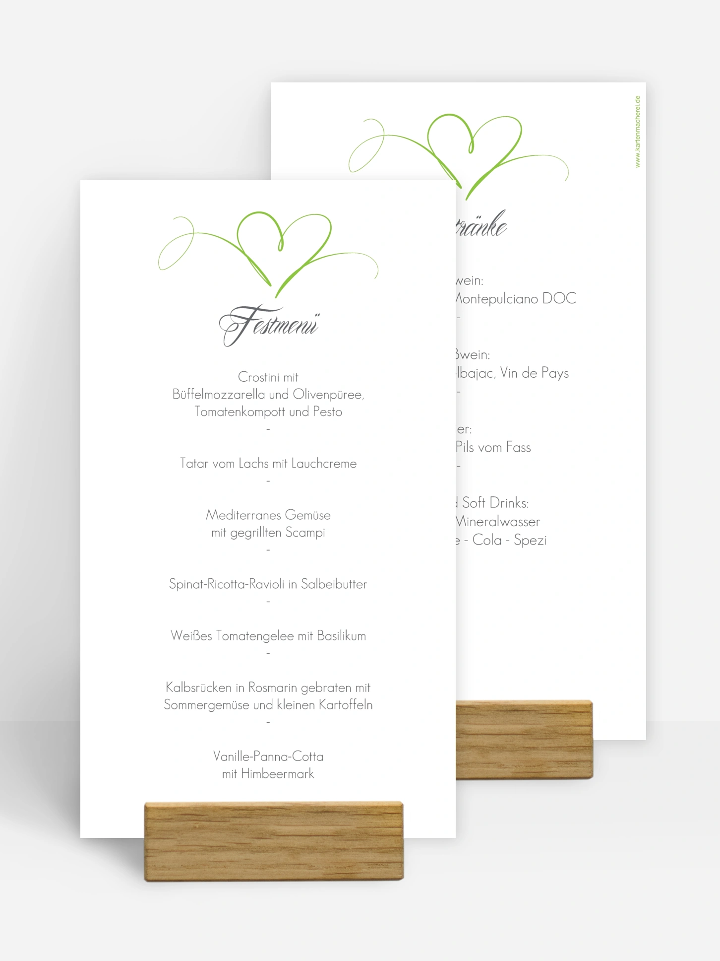Menükarte Hochzeit Herzschlag