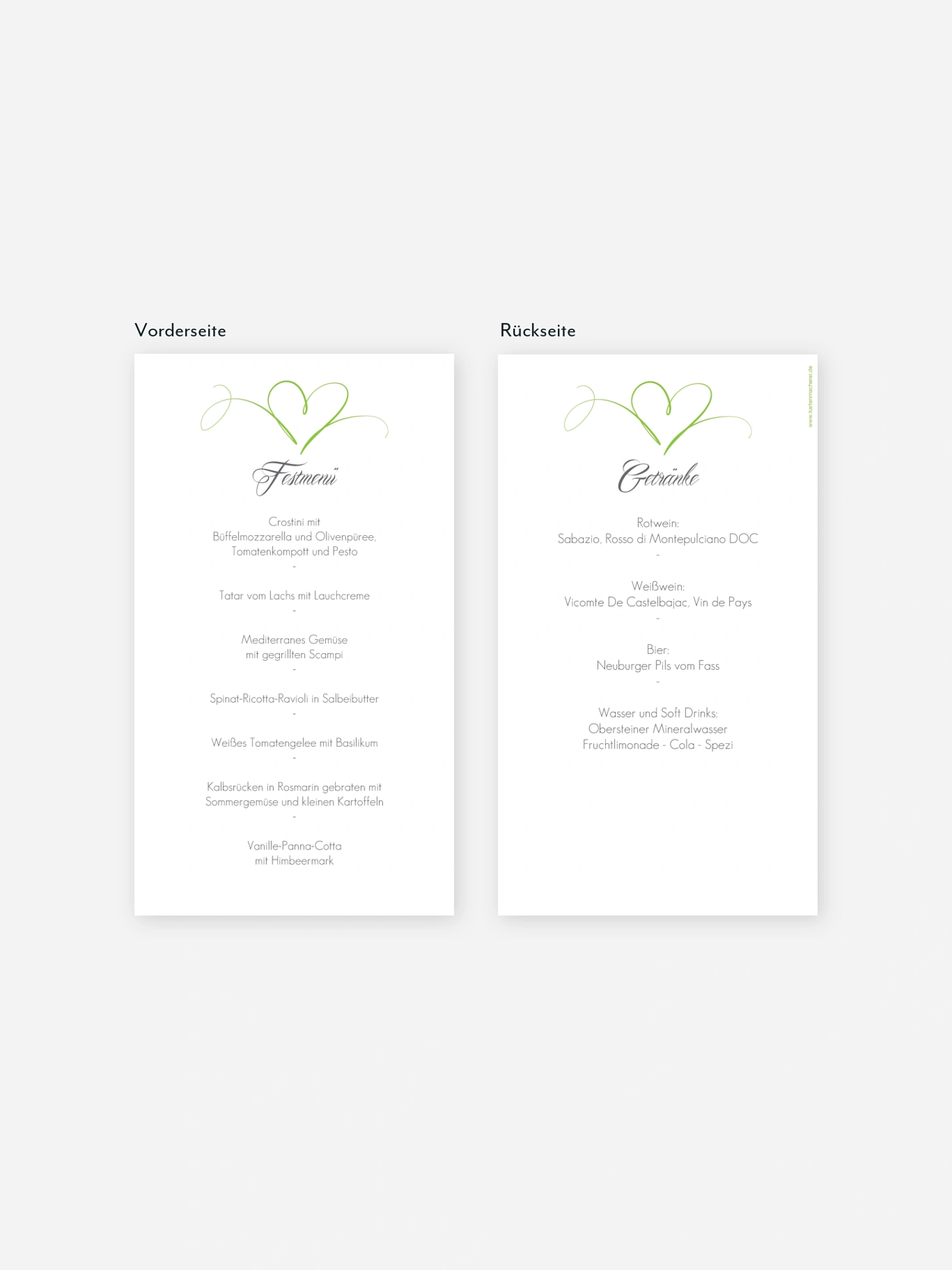 Menükarte Hochzeit Herzschlag