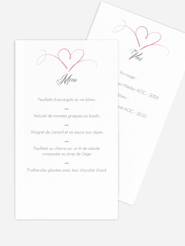 Menu Mariage En Plein Coeur