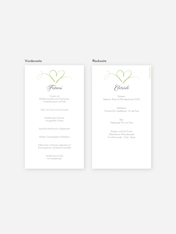 Menükarte Hochzeit Herzschlag