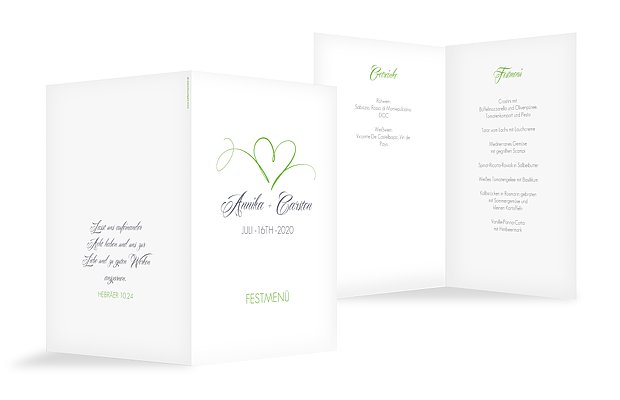 Menükarte Hochzeit Herzschlag