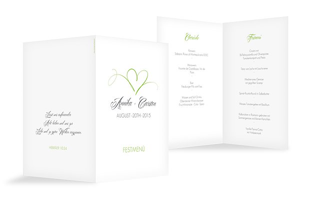 Menükarte Hochzeit Herzschlag