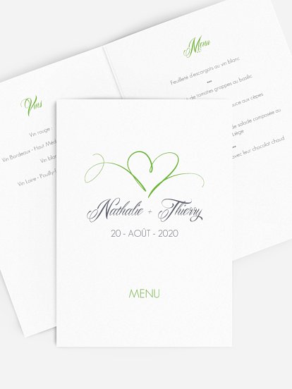 Menu mariage En plein coeur