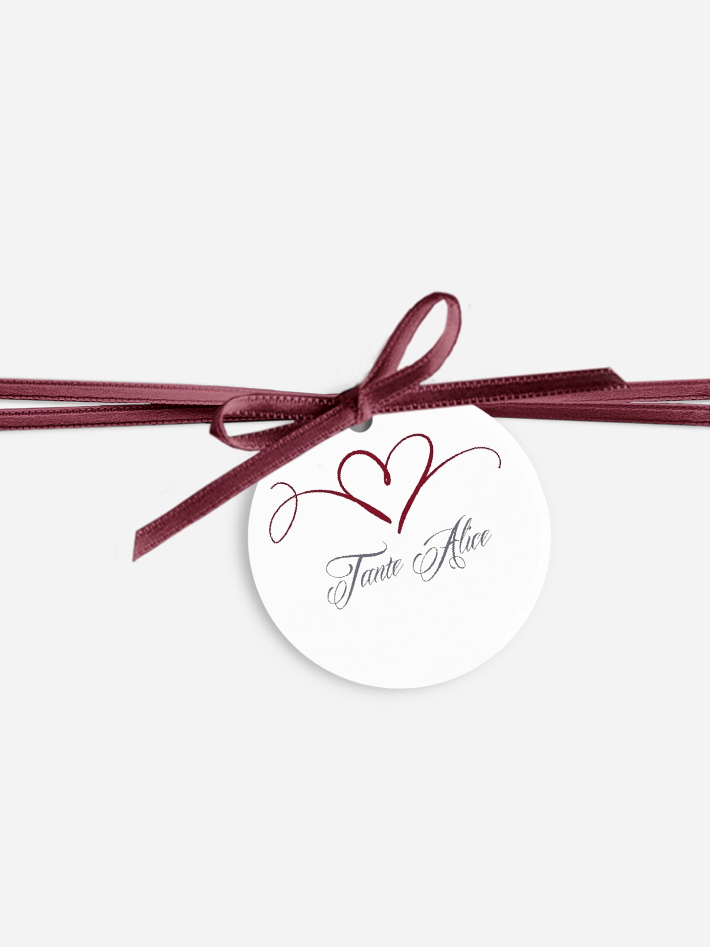 Étiquette avec ruban mariage individuelle En plein coeur