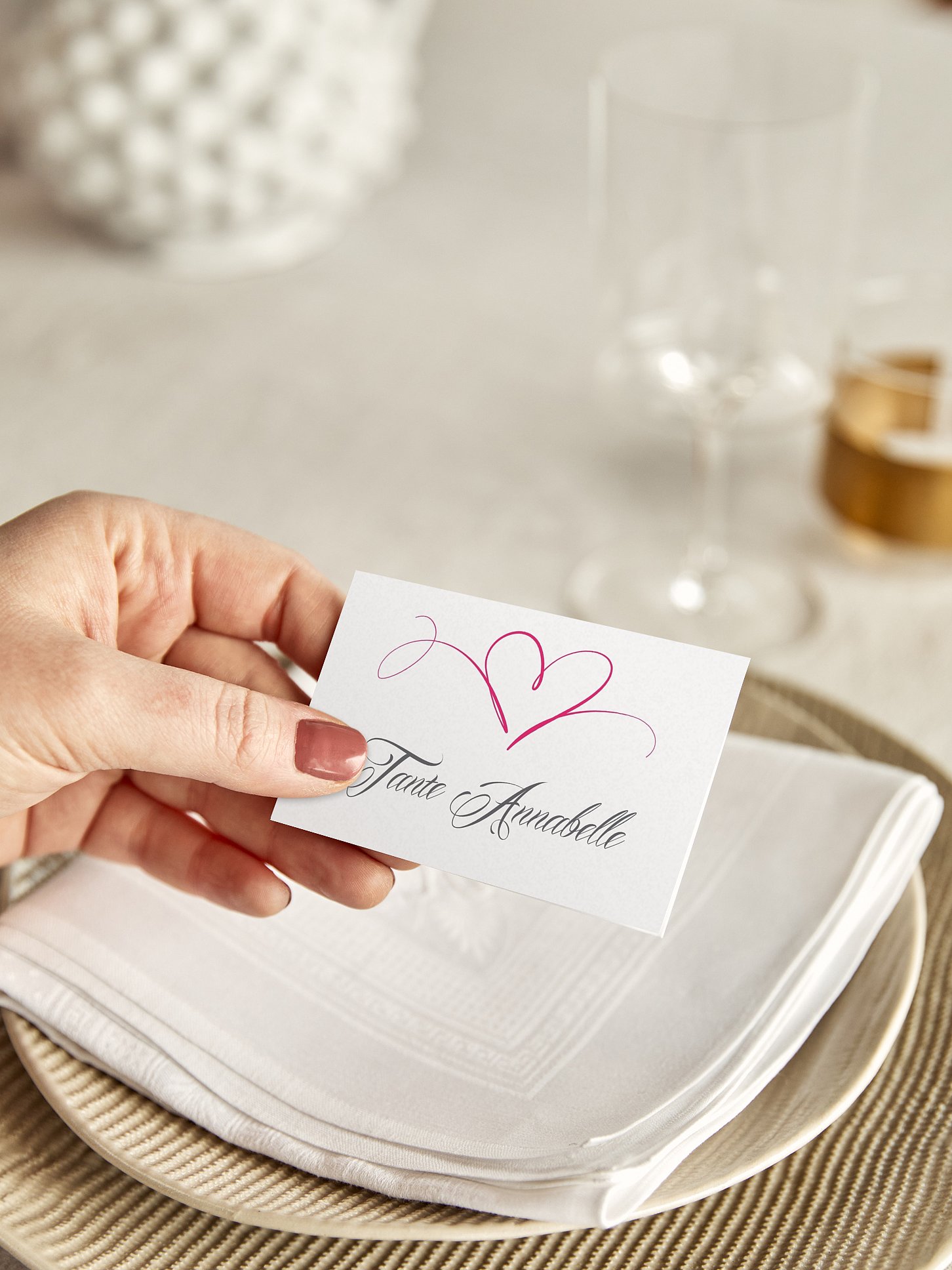 Tischkarte Hochzeit Herzschlag
