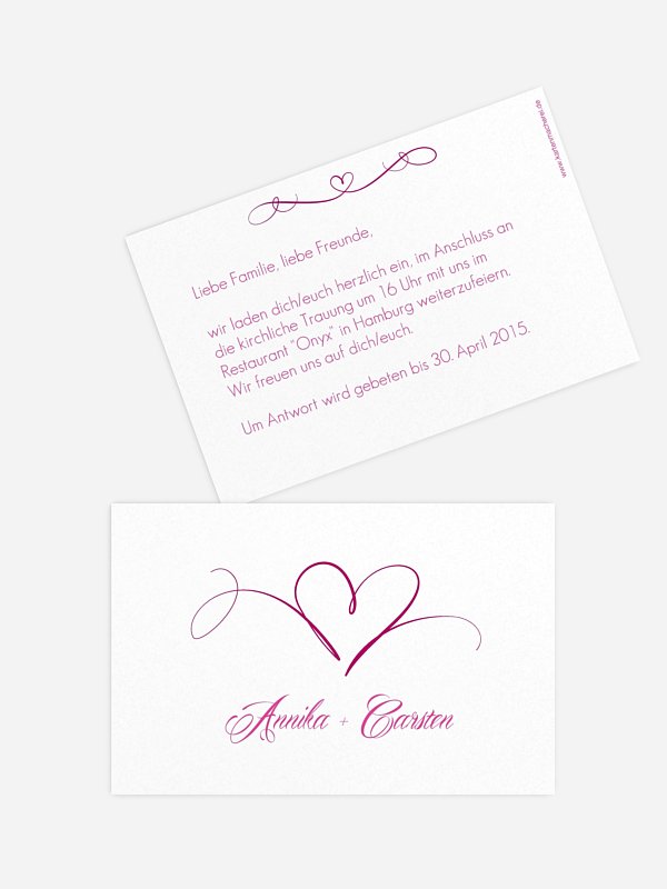 Hochzeit Mini-Einladungskarte Herzschlag