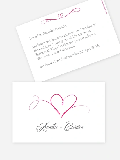 Hochzeit Mini-Einladungskarte Herzschlag