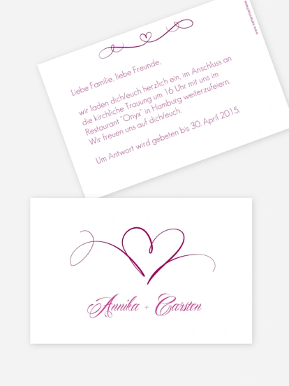 Hochzeit Mini-Einladungskarte Herzschlag