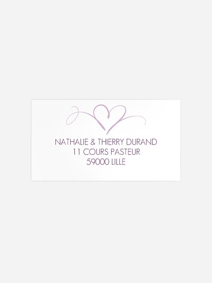 Étiquette destinataire mariage En plein coeur