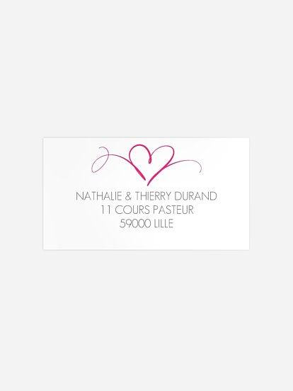 Étiquette destinataire mariage En plein coeur