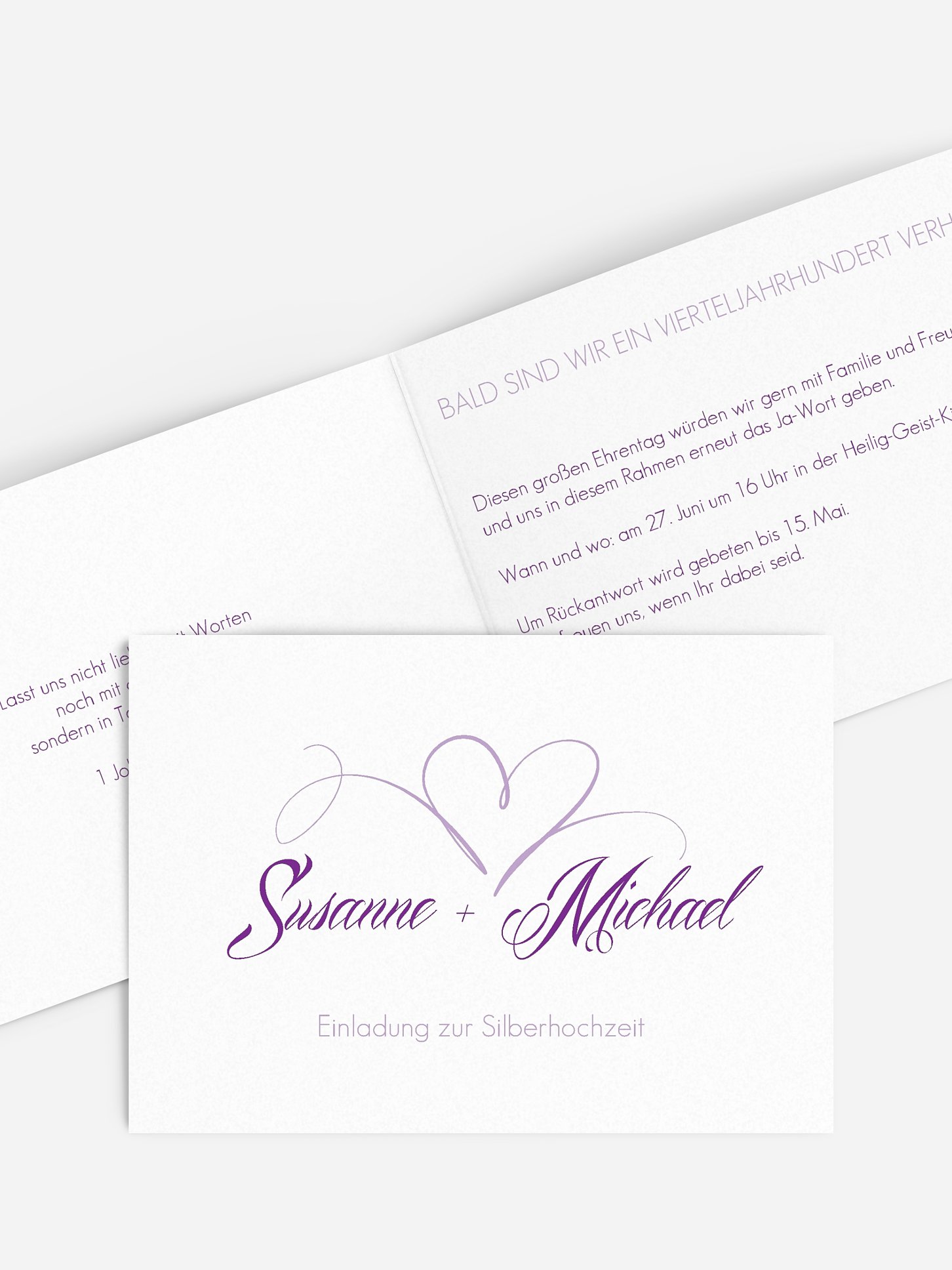 Einladung zur Silberhochzeit Herzschlag