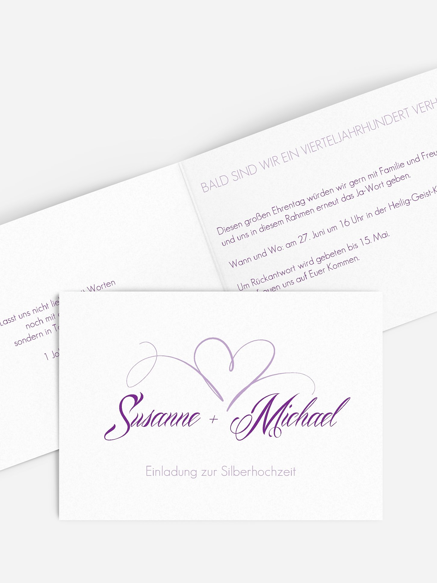 Einladung zur Silberhochzeit Herzschlag