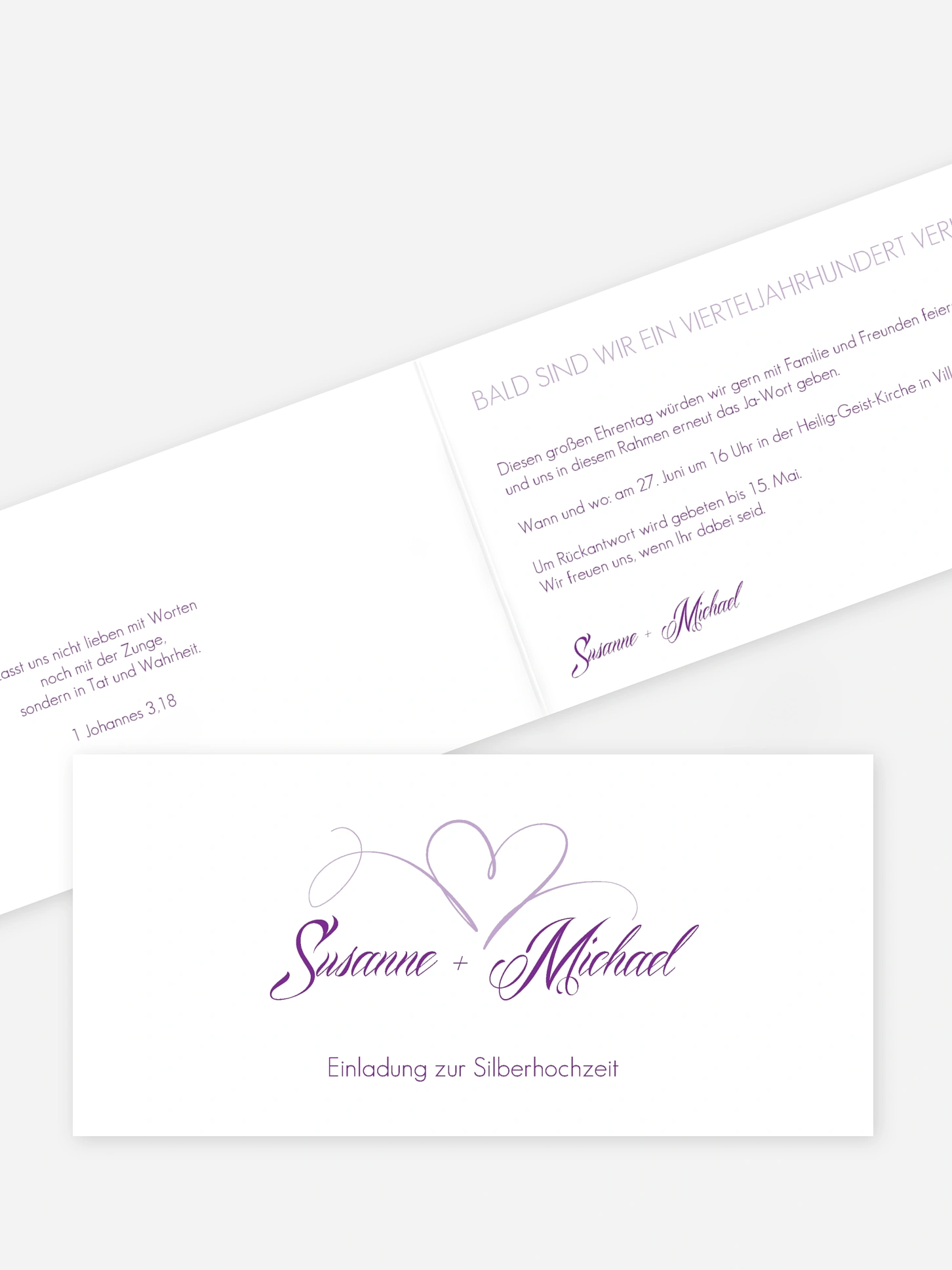 Einladung zur Silberhochzeit Herzschlag