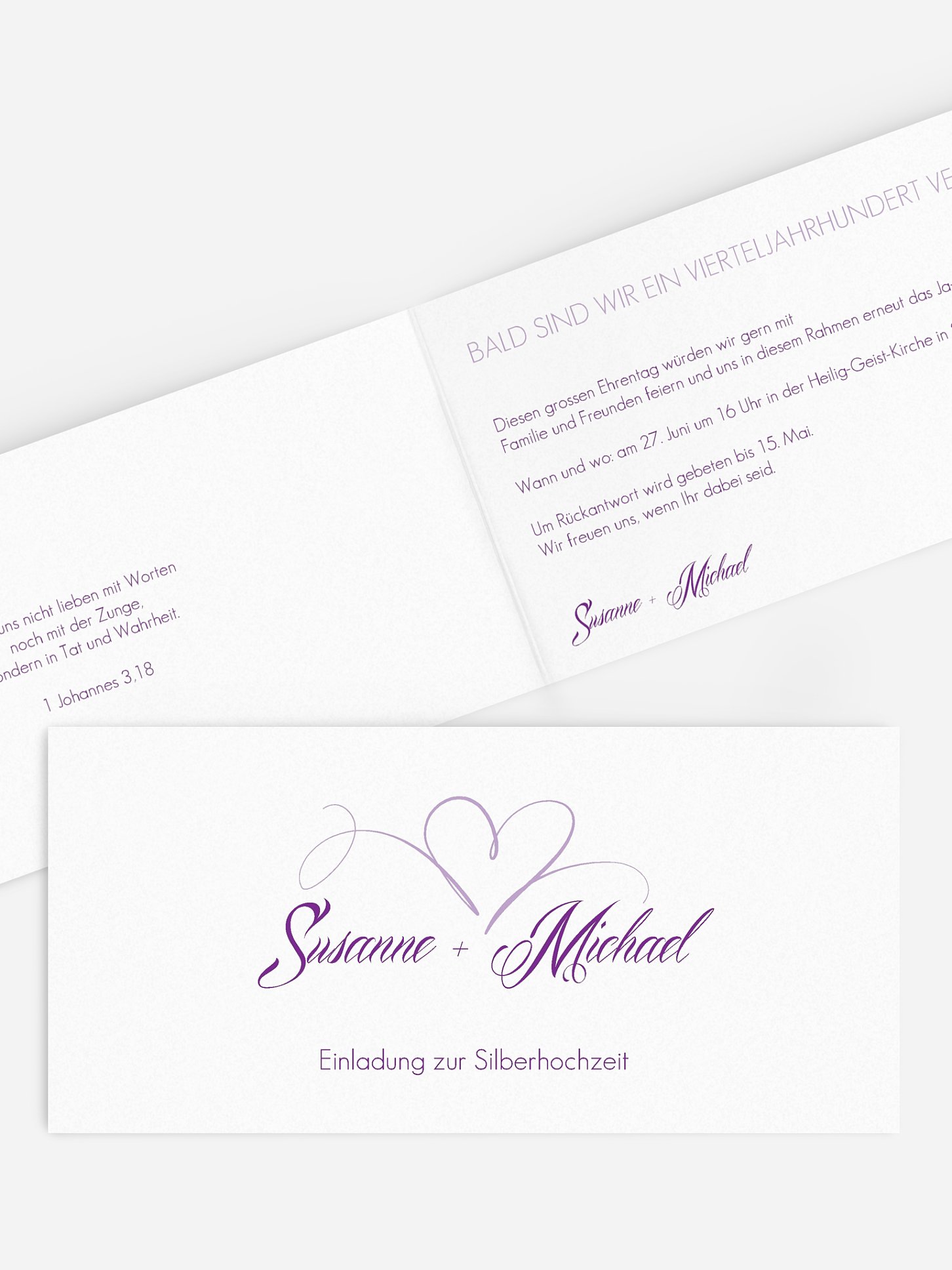 Einladung zur Silberhochzeit Herzschlag