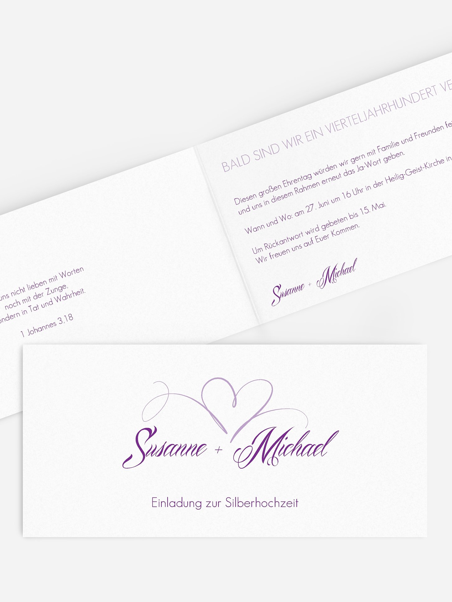 Einladung zur Silberhochzeit Herzschlag