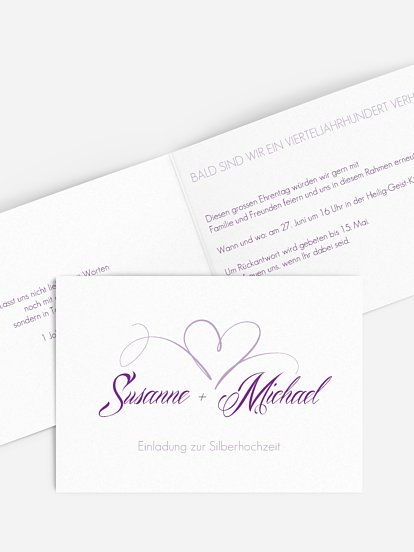 Einladung zur Silberhochzeit Herzschlag