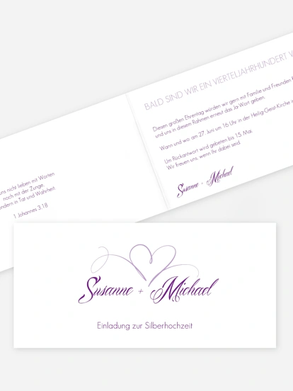 Einladung zur Silberhochzeit Herzschlag