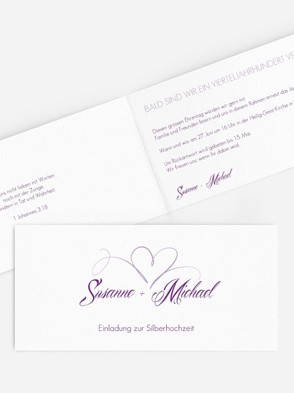 Einladung zur Silberhochzeit Herzschlag