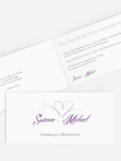 Einladung zur Silberhochzeit Herzschlag