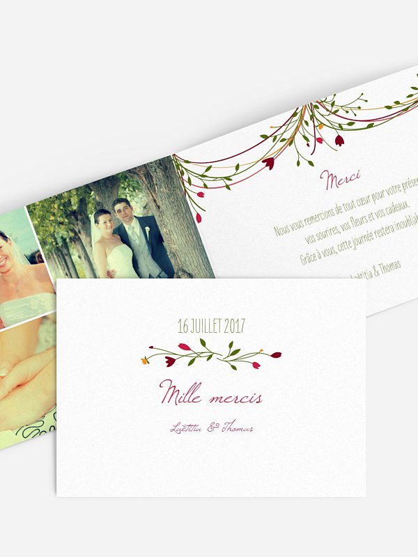 Carte de remerciements Guirlande de fleurs