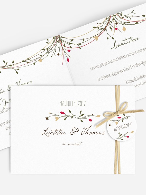 Faire-part mariage Guirlande de fleurs