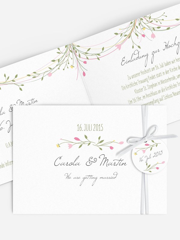 Hochzeitseinladung Blumengirlande