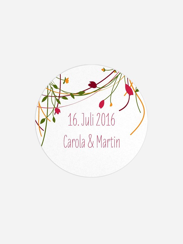 Geschenkaufkleber Hochzeit Blumengirlande