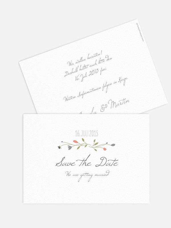 Save-the-Date Karte Blumengirlande
