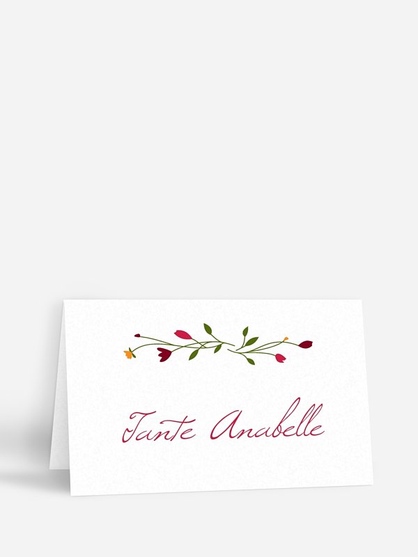Tischkarte Hochzeit Blumengirlande