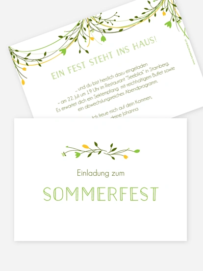 Partyeinladung Blumengirlande