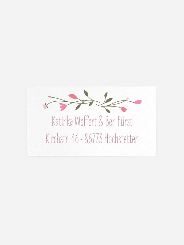 Empfängeraufkleber Hochzeit Blumengirlande