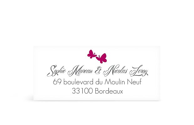 Étiquette expéditeur mariage Envolée de papillons