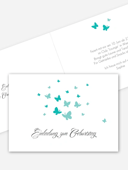 Einladung 18. Geburtstag Butterflies
