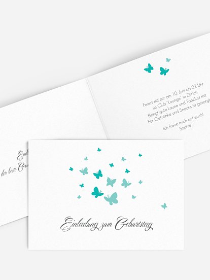Einladung 18. Geburtstag Butterflies